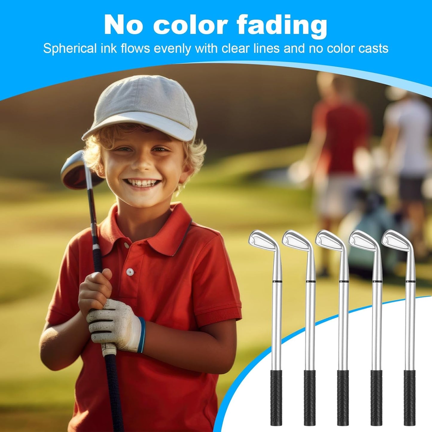 100 Pcs Mini Golf Club Ballpoint Pens 1.0 mm Bulk, Decorative Mini Golf Ballpoint Clubs Pen Ball Ergonomic Pen for Students School Office Souvenirs Funny Sports Golfing Club Props Party Favors Decor