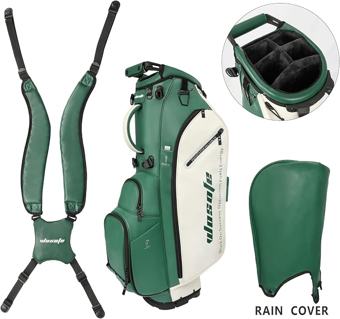 Lightweight 14-Way Golf Stand Bag, PU Leather Golf Bag Waterproof Men Women - Image 6