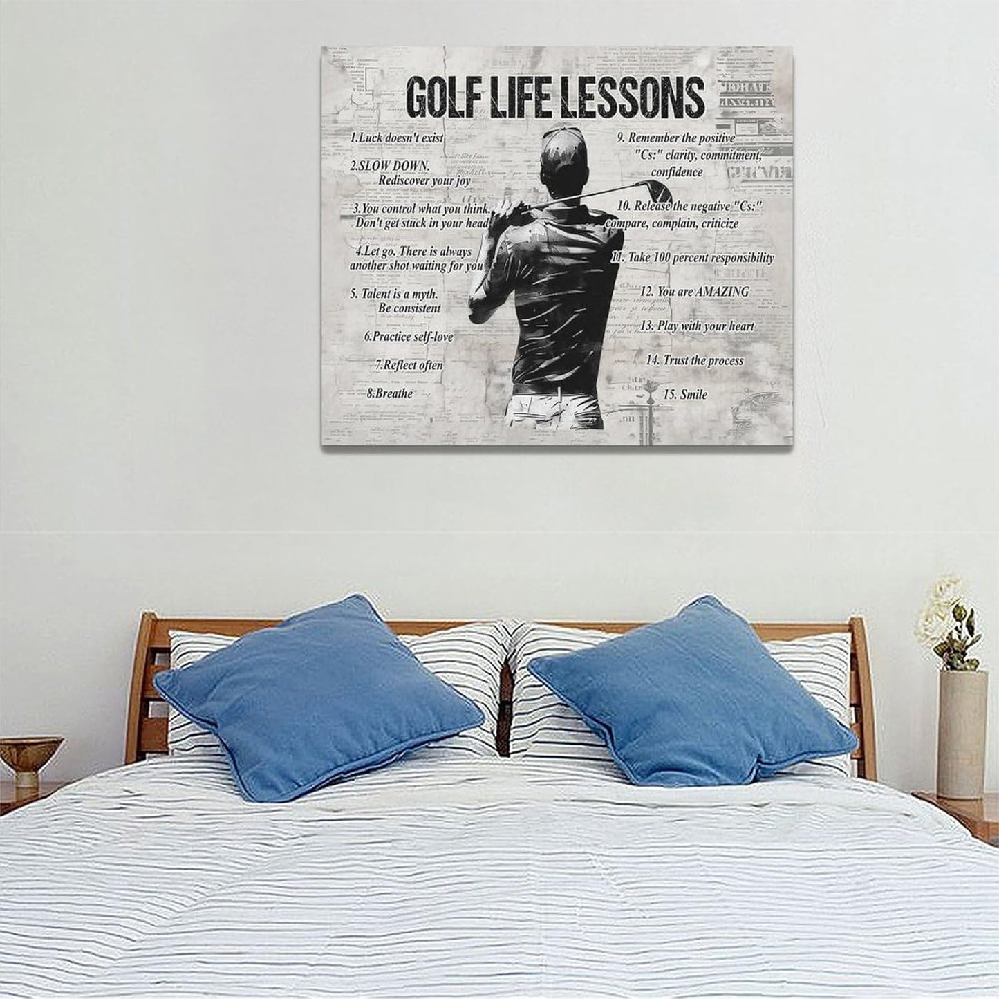 Gyeong Golf Sports Wall Art Golf Life Lessons Wall Decor Golf Sign Retro Poster Boy Men Room Motivational Decorations Canvas Print Painting Artwork for Bedroom Bathroom Living Room 24"x20"