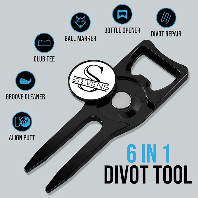 Wolf Golf Towels Personalized Divot Repair Tool | 6-in-1 Premium Divot Tool - Image 3
