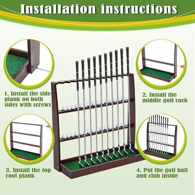 Lenwen Golf Putter Stand Wooden Display Rack Golf Club Holder Stand - Image 3