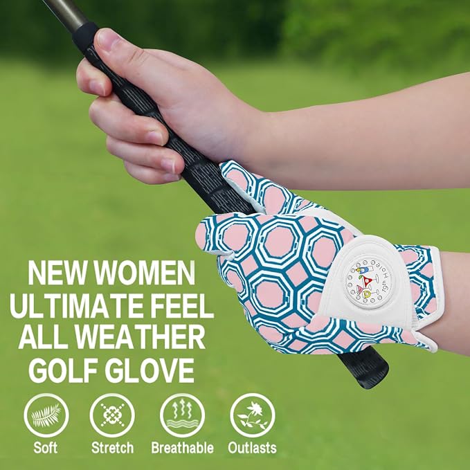 Golf Gloves Women with Ball Marker 2 Pack, Right Handed Golfer Left Hand - Image 5