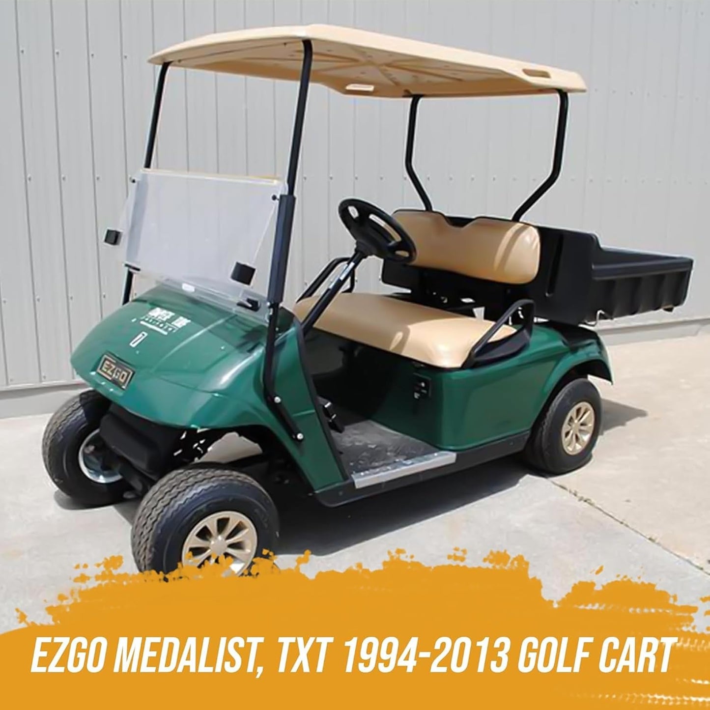 Huskey Parts Company Golf Cart Seat Cushion, Tan Color Front Bottom Seat for EZGO Medalist, TXT 1994 to 2013, Golf Cart Front Seat Replacement with Mounting Hardware & Hinges