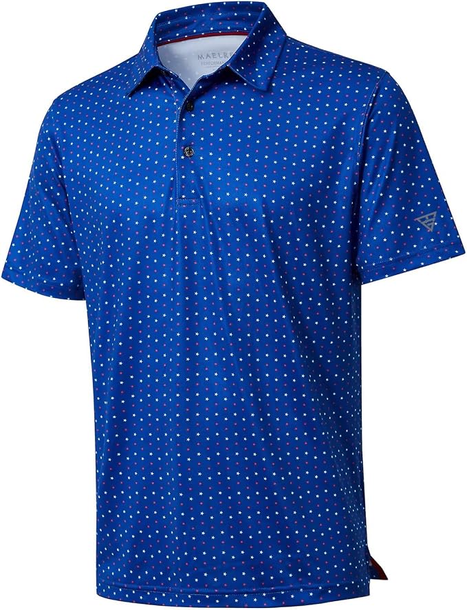 Golf Shirts for Men Dry Fit Short Sleeve Print Performance Moisture Wicking by MAELREG