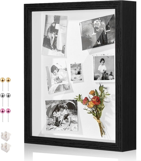 12x16 Shadow Box Display Case Picture Frame with Soft Linen Back, Large Deep Black Shadow Box 12x16 for Flowers Medal Display Case Jersey pet Graduation Memorabilia Baby Ltems Crafts Photos
