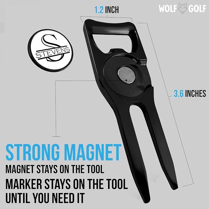 Wolf Golf Towels Personalized Divot Repair Tool | 6-in-1 Premium Divot Tool - Image 5