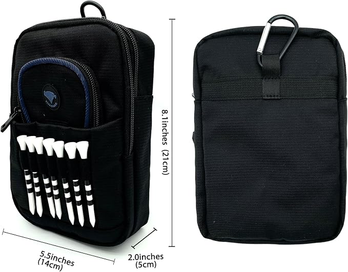 Golf Bag Pouch for Balls and Accessories | 3 Zipper Pockets | Detachable Clip | - Image 6