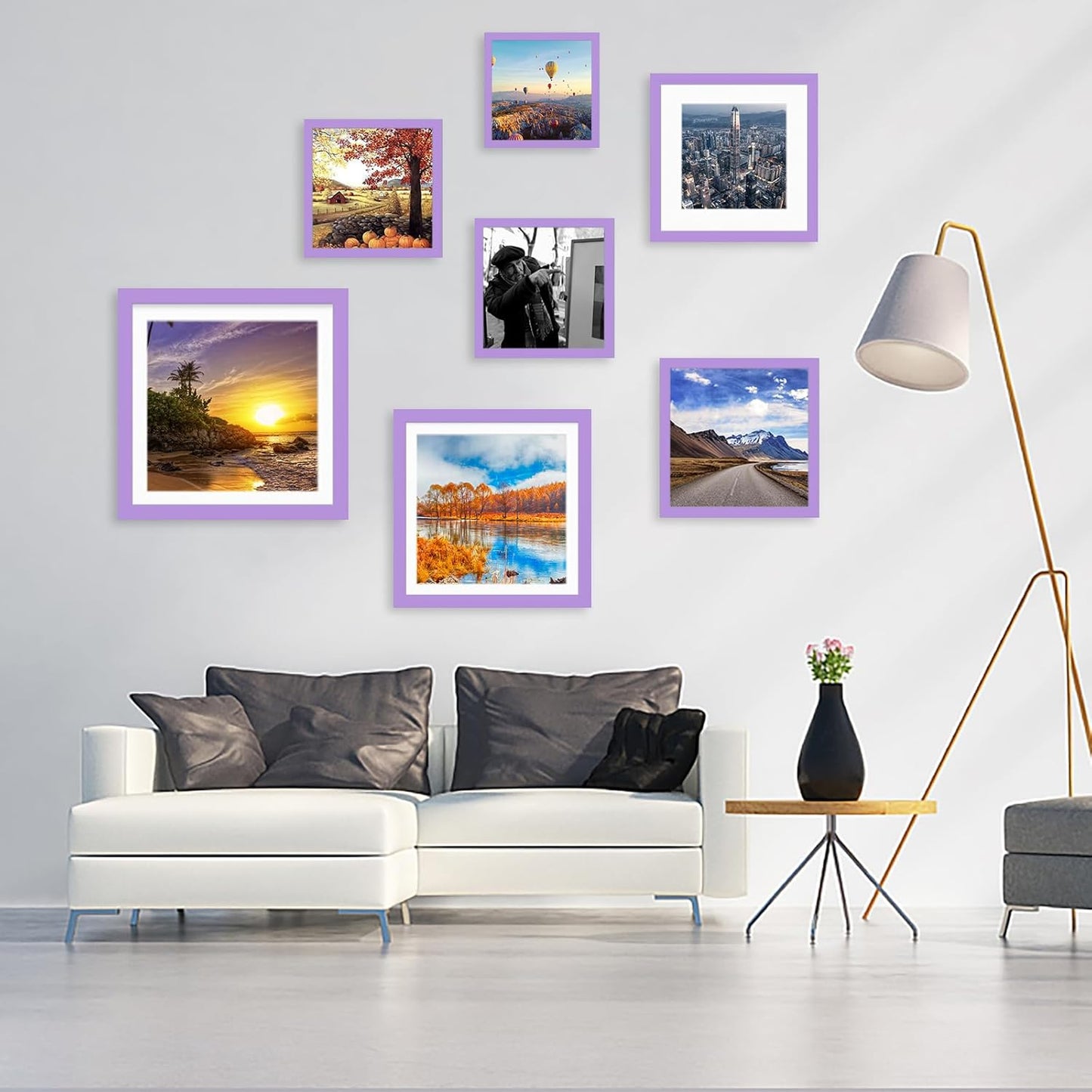 12x12 Wood Picture Frames for Wall Hanging or Tabletop,Diamond Painting Frame Baby Scan Picture Frames with 2 Mats Display 8x8 or 10x10 for Family Walls Decoration,Anniversary,Wedding,Christmas(Purple)