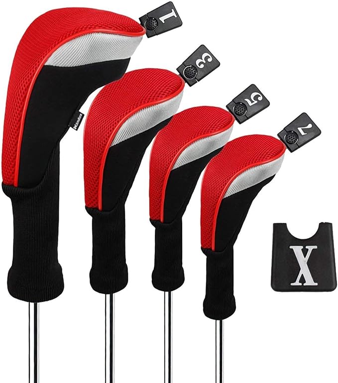 Andux 4pcs/Set Mesh Golf 460cc Driver Fairway Wood Club Head Covers Long Neck by Andux