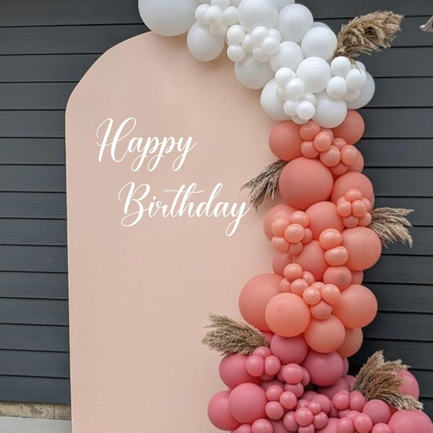Happy Birthday Wall Decal - White Script Letters Wall Stickers, Birthday Party Balloon Arch Backdrop Decoration Supplies Sign Decals, Removable Adhesive Sticker