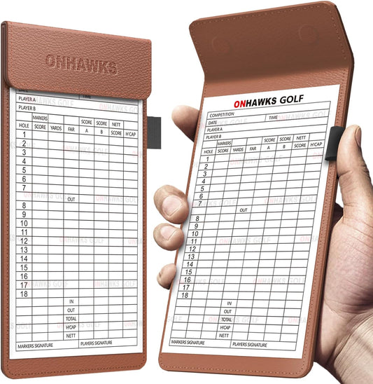 Golf Magnetic Yardage Book Cover & Leather Scorecard Clover,Golf Accessories for Men,Magnet Book Case for Back Pocket