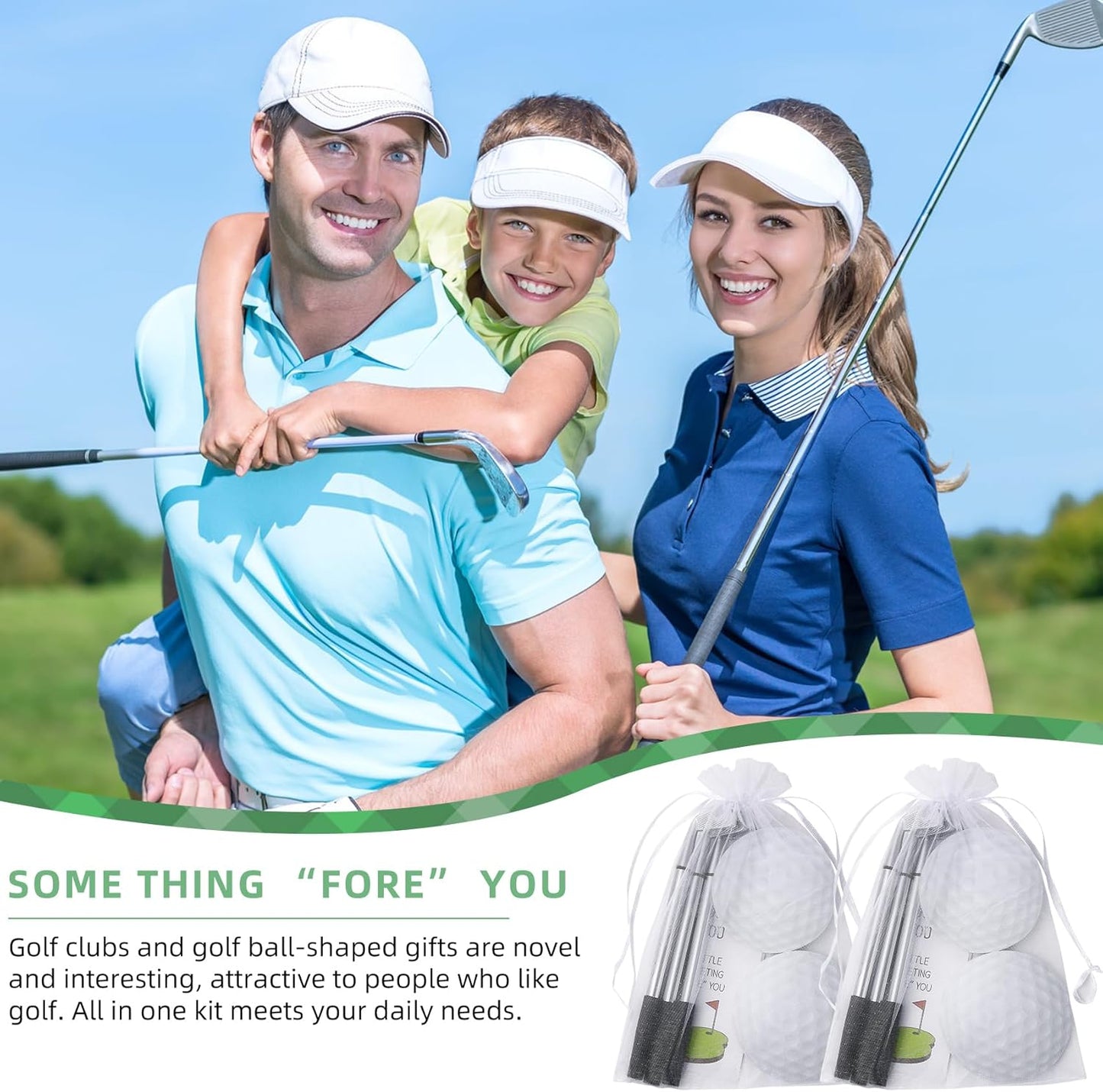 12 Sets Golf Ballpoint Pen Golf Pads Thank You Cards and Bags Golf Club Props Funny Sports Golfing Pen Black Gel Ink Golfing Pen for Men Women Golf Party Office Coworkers Stationery