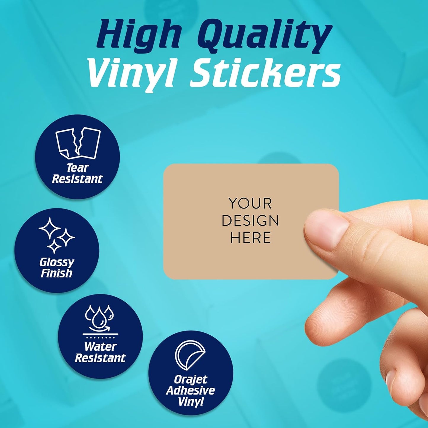 100 Custom Vinyl Stickers - Upload Your own Image, Text, Design, Logo - Personalized Logo Labels for Handmade, Packaging, Bottle, Jars, Candle, Brand Stickers (Brown, 5x3)