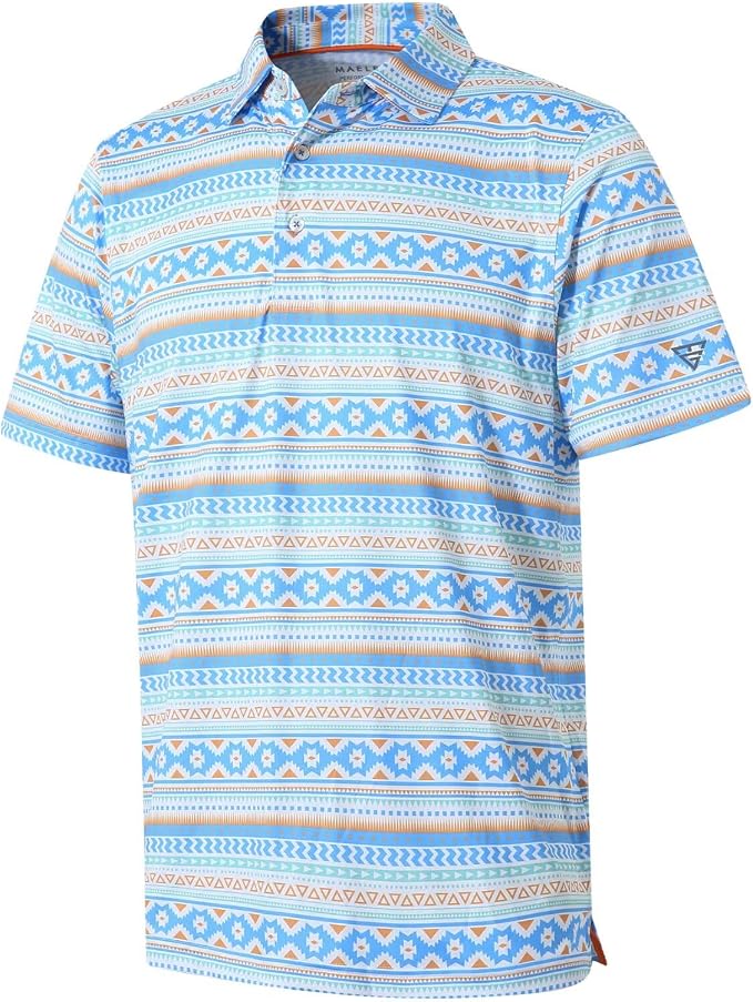 Golf Shirts for Men Dry Fit Short Sleeve Print Performance Moisture Wicking by MAELREG