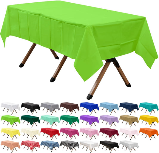 2 Pack Lime Green Premium Plastic Tablecloth Rectangle 54 x 108 Inches Reusable Apple Fruit Green Decorative Table Cover for Dining, Wedding, Party, Indoor and Outdoor use