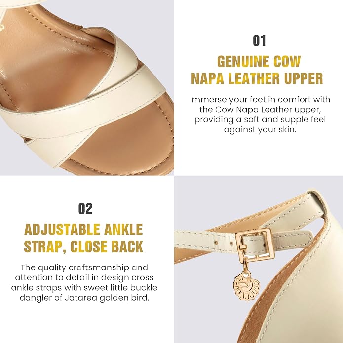 JATAREA Leather Wedge Sandals for Women | Women's Sandals Perfect for Summer - Image 4