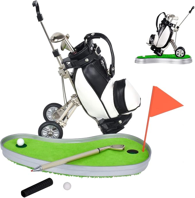 Golf Pen Holder with 3 Piece Pens Desktop Toys Decoration Entertainment Novelty - Image 2