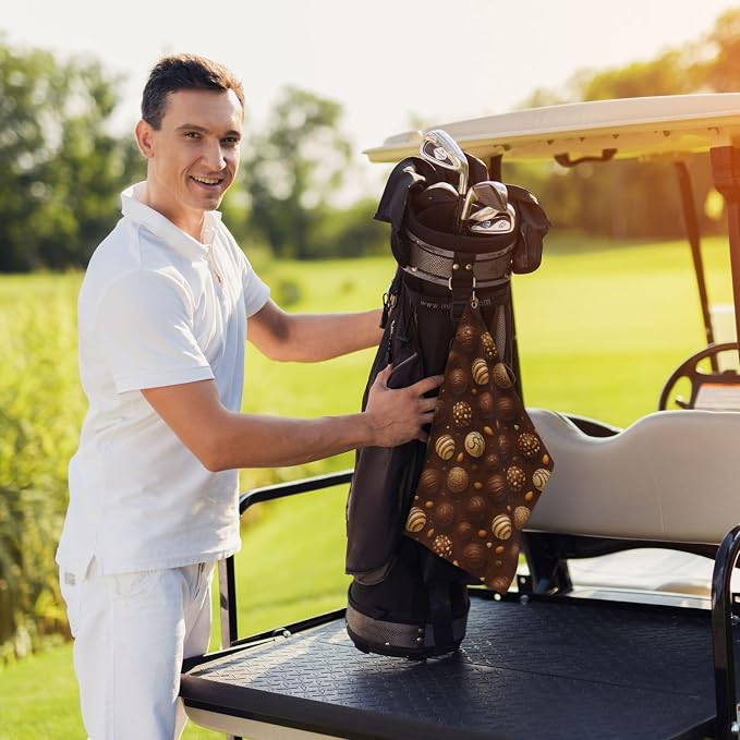 Chocolate & Nuts Golf Towel Waffle Microfiber - Image 6