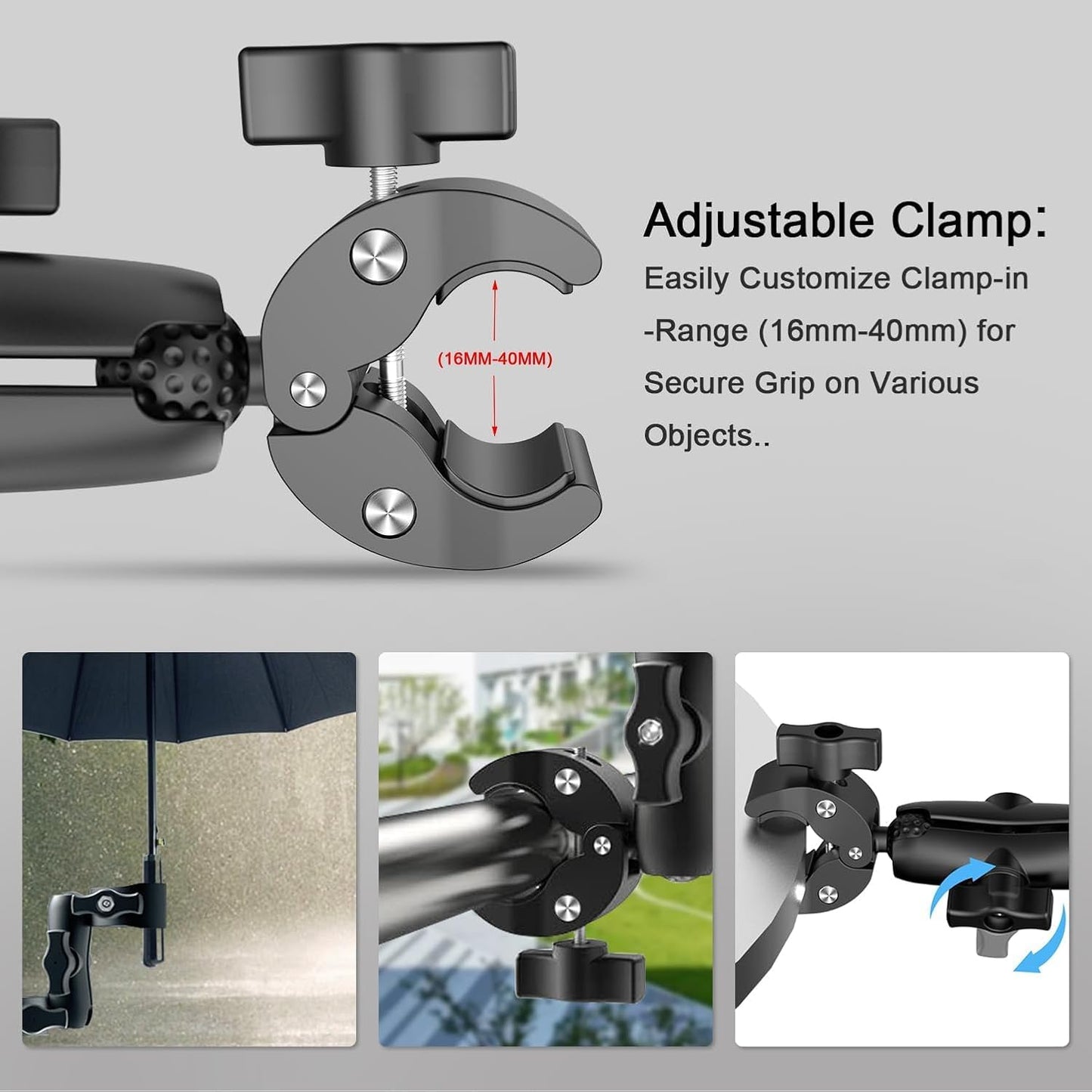 2 Pcs SuperClamp Double Camera Clamp with Dual Mount Bracket and Magic Arm Ball Head - Versatile Photography Accessory for Light Stands, Reflectors, Umbrellas, Tripods, and Tables