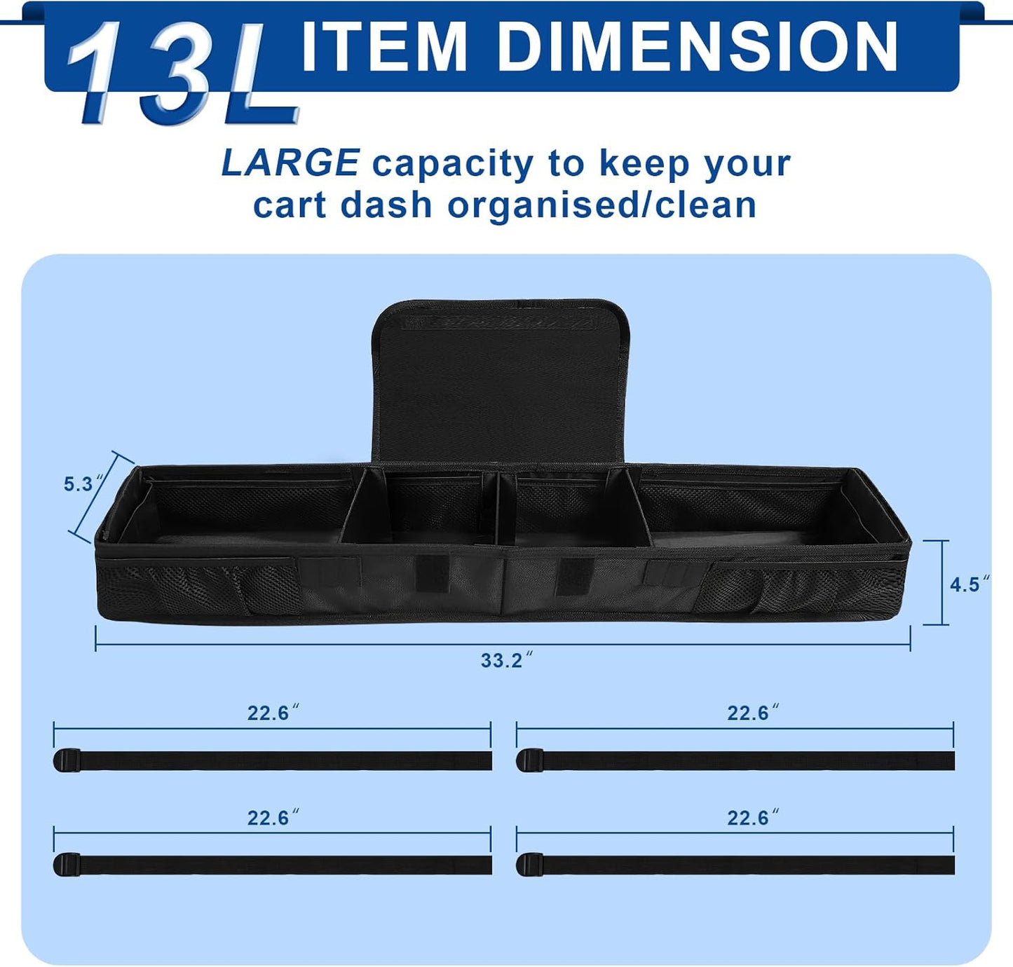 iLSKW Golf Cart Front Inner Basket Organizer Fit Ezgo TXT, Club Car DS/Precedent, Yamaha, Golf Cart Storage Tray with Over 13L Capacity, Indivdual Room, Easy to Install Remove Clean