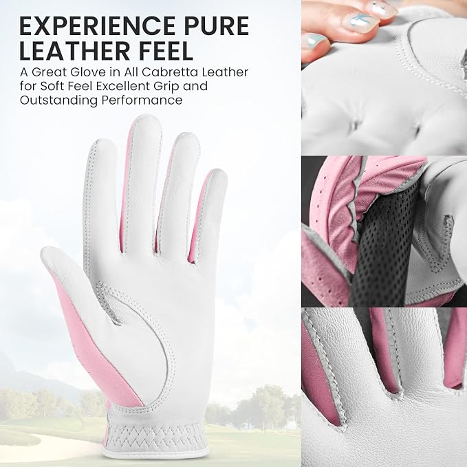 Womens Golf Glove with Clover Ball Marker 1 Pack, All Weather Grip Microfiber & - Image 3