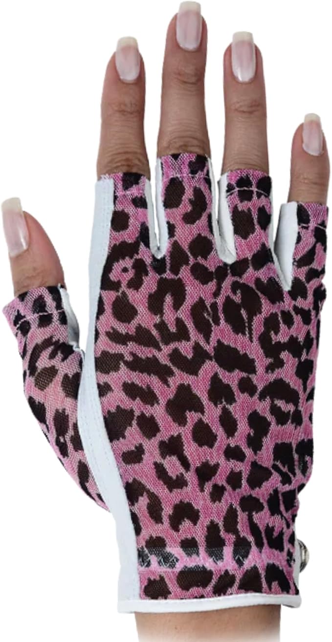 Animal Print Solar Tan Fashion Half Glove | UV Protection SPF 10, Breathable & by LadyClassic