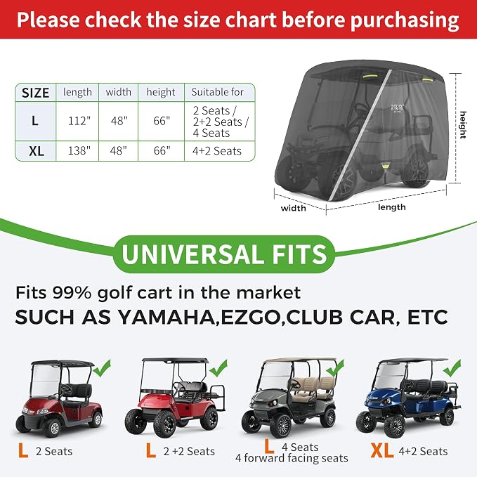 10L0L Heavy Duty 650D Golf Cart Cover - Image 8