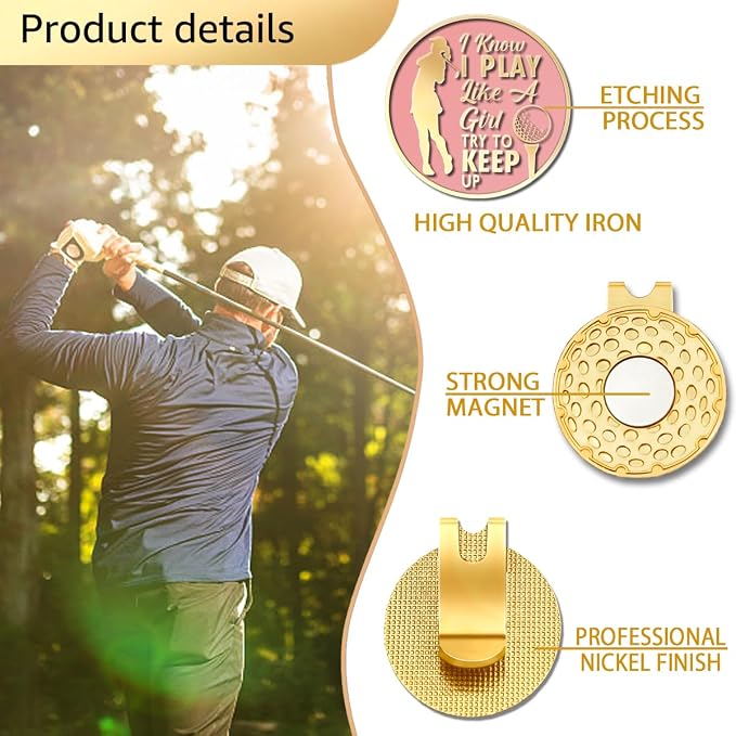 Pink Golfer Ball Marker with Magnetic Hat Clip, Funny Golf Accessories Gifts - Image 3