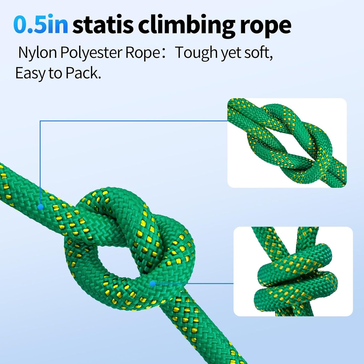 150Ft 1/2 Inch Heavy Duty Climbing Rope - for Tree Swing, Pulling, Outdoor & Gym Use (Green)