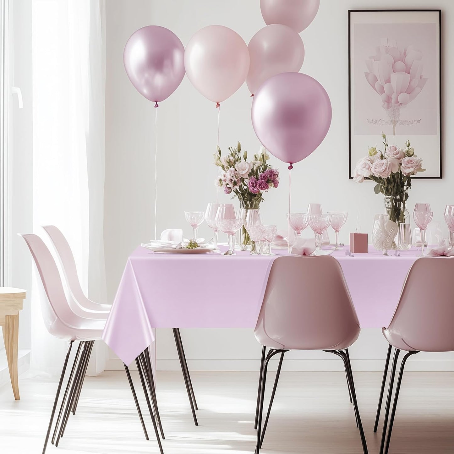 12 Pieces Pink Series Rectangle Tablecloth, 54x72 Solid Color Waterproof & Spillproof Disposable Plastic Table Cover, Durable Party Tablecloth for Dining, Buffet, Picnic, Outdoor Events