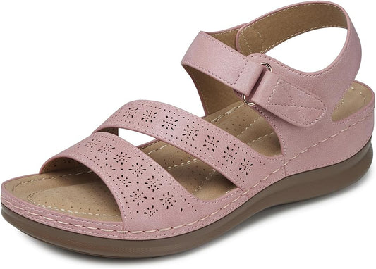 SHIBEVER Women's Wedge Sandals Platform: Comfortable Dressy Arch Support Ankle by SHIBEVER