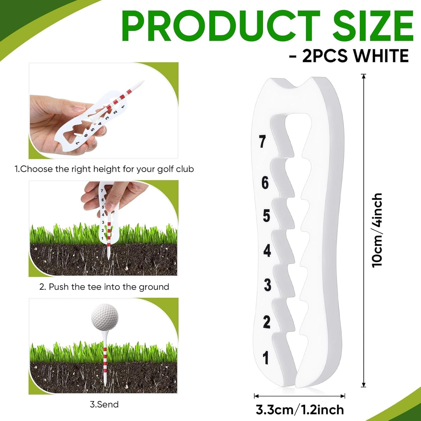 2 Pcs Golf Tee Height Adjuster Acrylic 7 Settings Adjustments Tee Height Positioner Golf Accessories Training Aid Setter for Consistent Swings for Indoor Outdoors