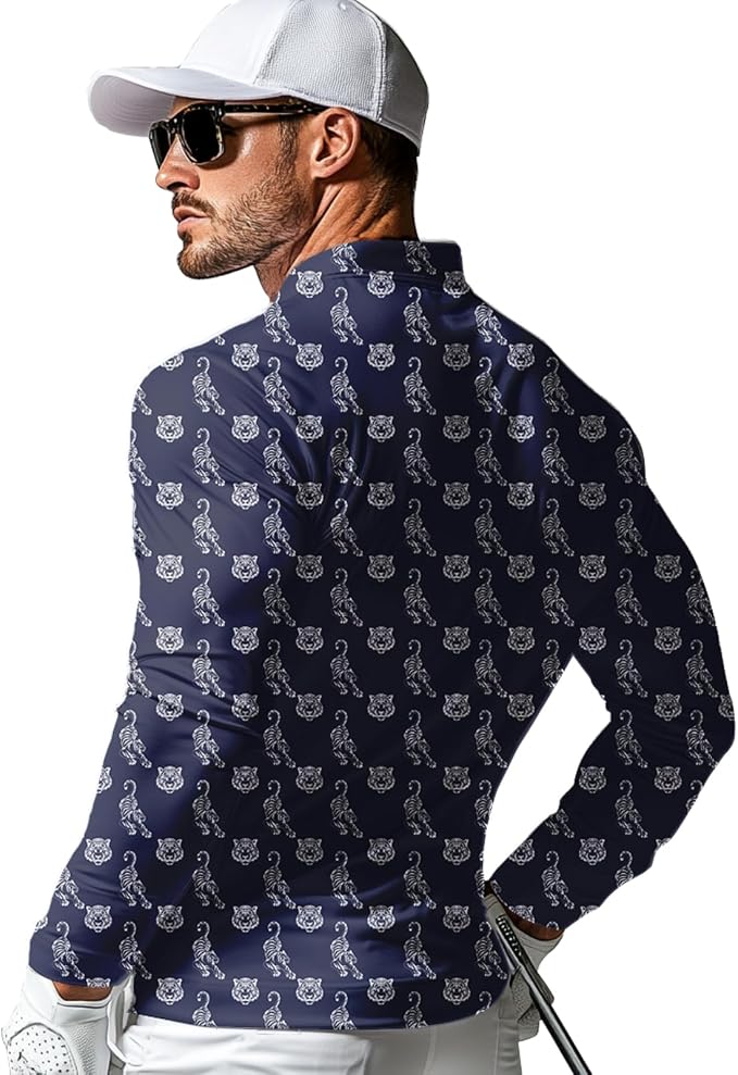 Men's Long Sleeve Golf Shirt Quick Dry 3 Button Work Fishing Outdoor Casual - Image 2