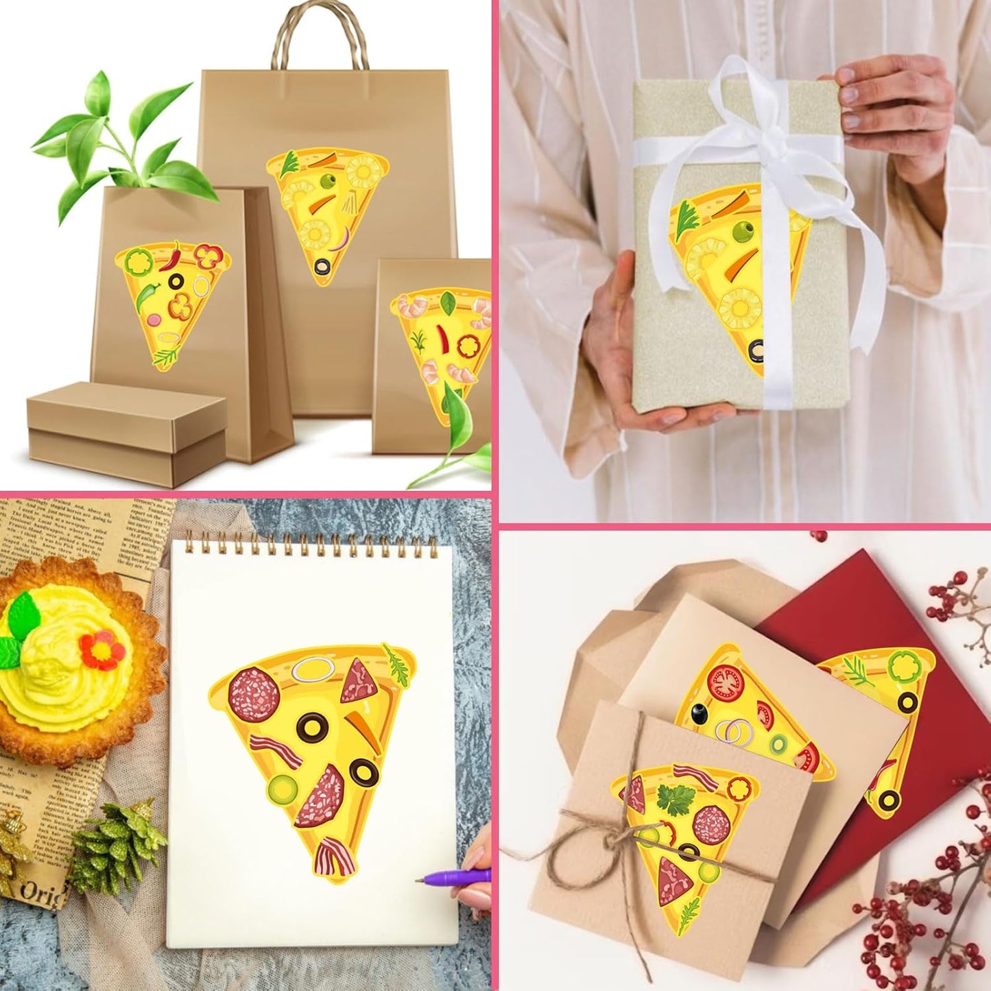 24 Sheets Make Your Own Pizza Stickers for Kids, Pizza Party & Family Night, Food Stickers, Motivational Reward Stickers for Teachers and Students