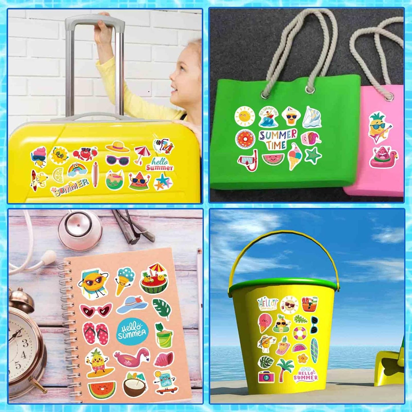 24 Sheets Summer Stickers Pool Beach Luau Hawaii Sticker Sea Beach Sun Stickers Hawaii Tropical Party Decoration Sticker Summer Holiday Party Favors