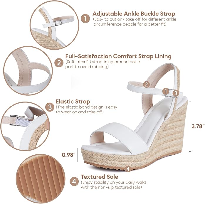 mikarka Women's Espadrille Wedge Sandals: Ankle Strap Platform Open Toe Wedges - Image 2