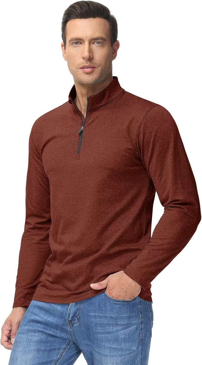 Boladeci Men's Quarter Zip Pullover Premium Fleece Lined Heather Long Sleeve - Image 2
