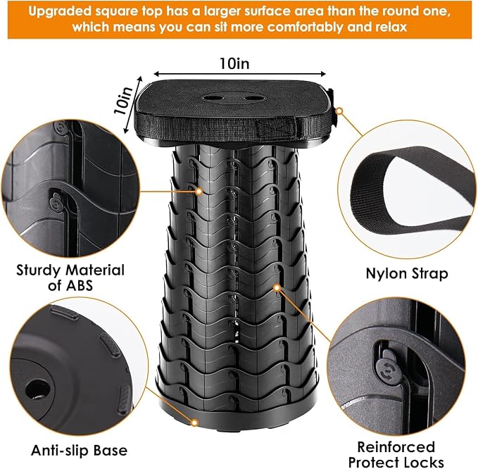 2 Pack Collapsible Stool with Soft Removable Cushion & Waterproof Carry Bag - Image 5