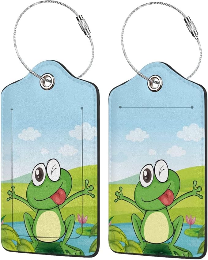 2 Pcs Smiling Frogs Theme Luggage Tags - Image 4