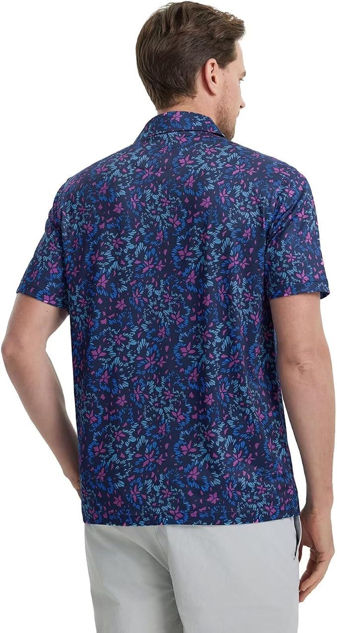 M MAELREG Mens Golf Shirt Short Sleeve Dry Fit Print Moisture Wicking - Image 4