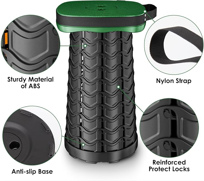 Folding Camping Stool, Square Collapsible Portable Stool - Image 4