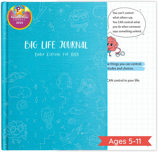 Big Life Journal - Daily Journal for Kids - A Growth Mindset Workbook for Children – Interactive Journal and Goal Planner for Kids – Daily Guided Journal for Children, Blue