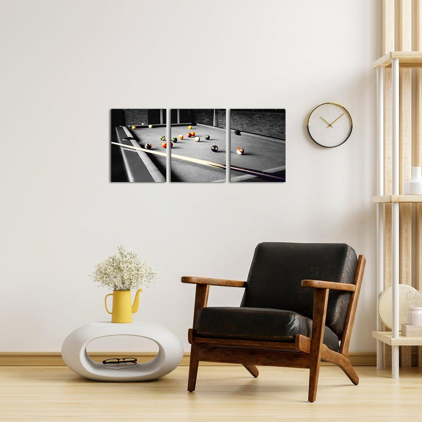 HOMEOART Billiard Wall Art Teenage Boy Room Decor Boys Bedroom Decor Framed Canvas Wall Art Ready to Hang 12inchx16inchx3 Piece