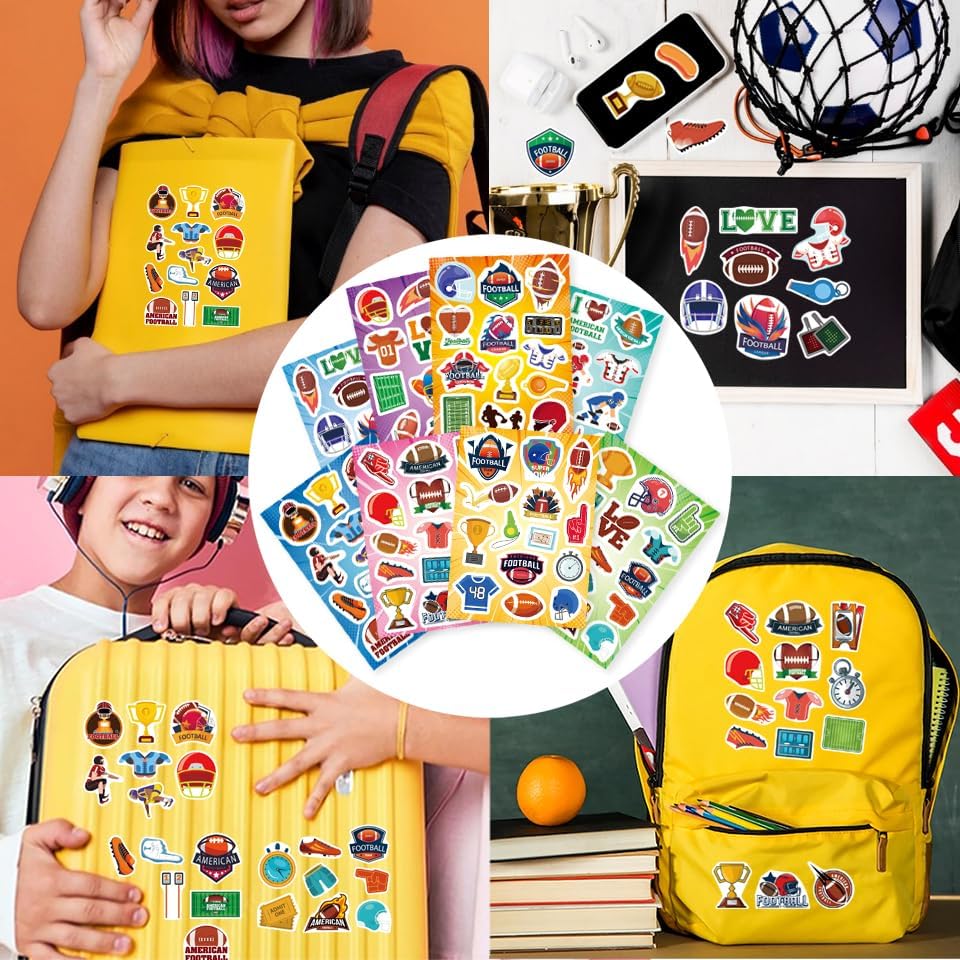 216PCS American Football Stickers, Rugby Theme Stickers Non-Repeating, Rugby Team Fans, Football Bowl Sports Football Party Favors Decorations