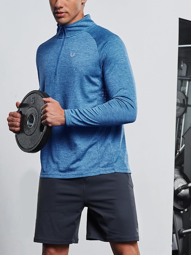 NORTHYARD Quarter Zip Pullover Men Running Shirt Long Sleeve Moisture Wicking - Image 4