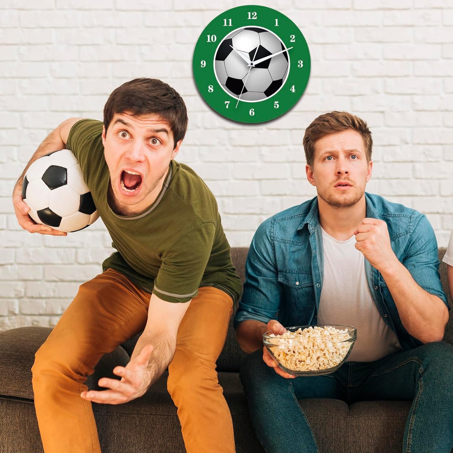 12 Inch Sports Wall Clocks with Silent Clock Movement and Battery Operated, Great Decor for Bedroom, Living Room or Classroom (Football Wall Clock)