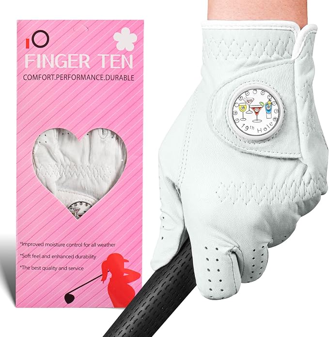FINGER TEN Golf Gloves Women All Premium Cabretta Leather 1 Pack, Soft by FINGERTENSport