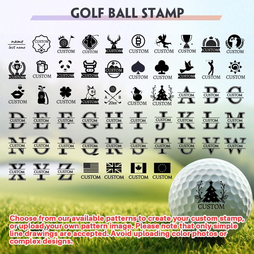 HDSD Custom Golf Ball Stamps, Personalized Name Graphics Golf Ball Waterproof Marking, Reusable Funny Golfer Gifts