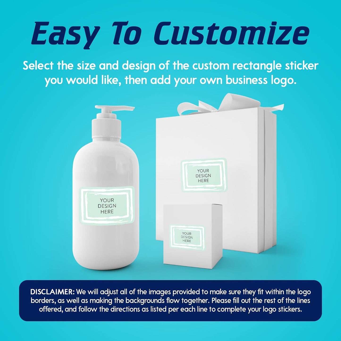 100 Custom Vinyl Stickers - Upload Your own Image, Text, Design, Logo - Personalized Logo Labels for Handmade, Packaging, Bottle, Jars, Candle, Brand Stickers (Mint, 5x3)