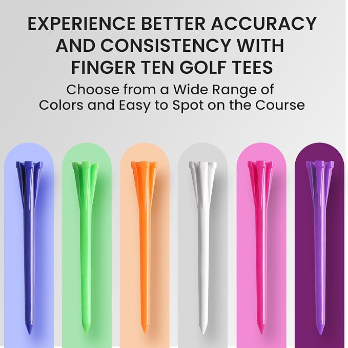 FINGER TEN Golf Tees Plastic Unbreakable Easy to Find Bulk Value 500 Count - Image 6